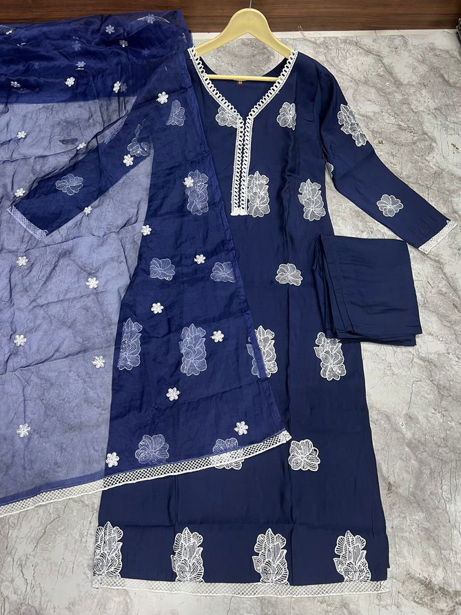 Peri Peri By Banwery Russian Silk Lakhnavi work Kurti With Bottom Dupatta Wholesale Online